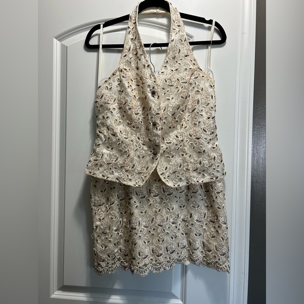 Medium CACHE Vintage Y2K Halter Skirt Set